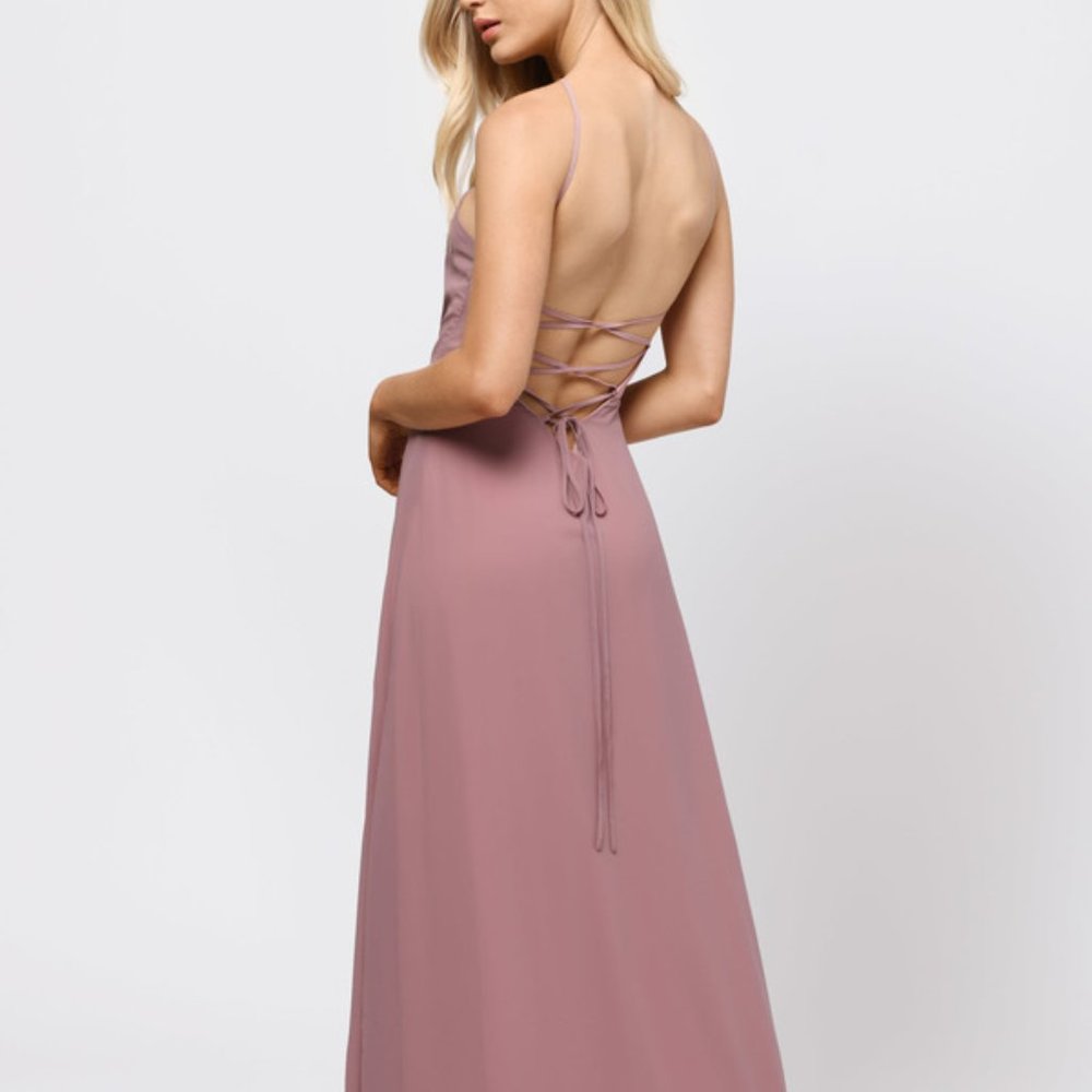 Mauve Lace Up Maxi Dress